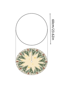 Détail du tapis de sapin de Noël beige avec motifs d'étoiles et mesure de 60 cm diamètre
