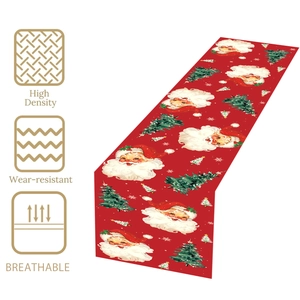 Christmas table runner with Santa Claus and tree motifs, high density and wear-resistant