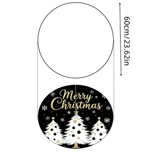 60cm schwarze Weihnachtsbaumdecke mit goldenem Merry Christmas Text und Schneeflocken