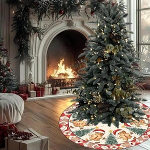 Gonna per albero di Natale con motivo omino di pan di zenzero e bordo a quadri rossi