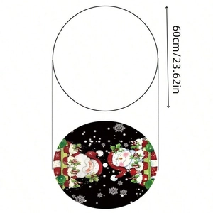 60cm Round Christmas tree skirt with Santa and Snowman pattern for holiday floor decoration