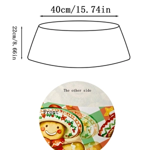 Gingerbread man themed Christmas tree collar skirt with festive plaid patterns 40cm size