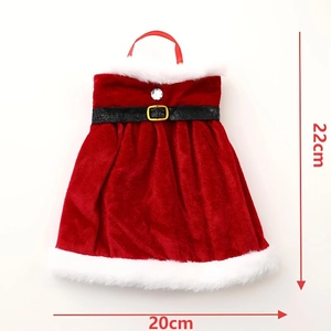 Creative Christmas red wine bottle cover with Santa suit design and belt, size 22x20cm