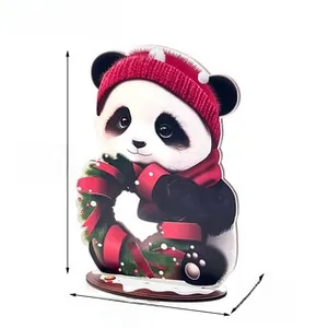 Detailed size specification for the Christmas panda desktop decoration standing 17.5cm tall
