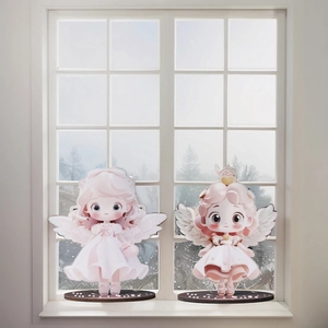 Cute Angel Girl Desktop Ornament Pink Hair Wings Acrylic Stand For Christmas Party Home Decor Flat Cartoon Figure Gift