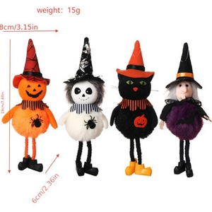 Halloween plush hanging ornaments dimensions detail for pumpkin witch and skull decor