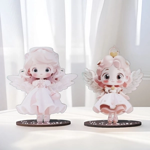 Flat wooden angel girl ornaments for Christmas tree and window display decoration