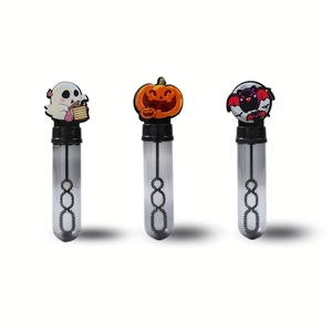 Halloween bubble wand set featuring ghost pumpkin and bat designs for party favors