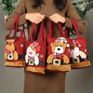 Christmas gift bags set featuring 3D Santa, Snowman, Reindeer and Bear figures