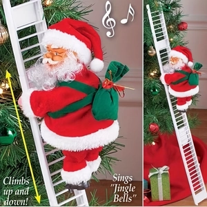 Elektrischer Kletternder Weihnachtsmann Mit Leiter Musikalische Animierte Weihnachtsmann Ornamente Für Weihnachtsbaum Haus Deko