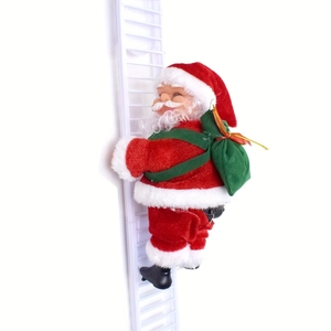 Kletternder Weihnachtsmann an Leiter mit Geschenksack für festliche Weihnachtsdeko