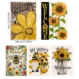 5-pack bee gnome sunflower garden flags 30x45cm for outdoor patio welcome decor
