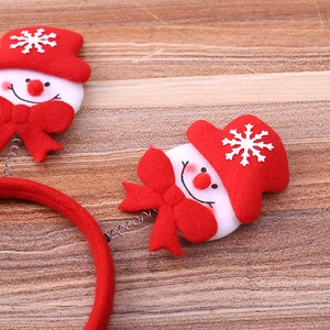 Christmas headband featuring red snowman ornaments on springs with felt holiday details