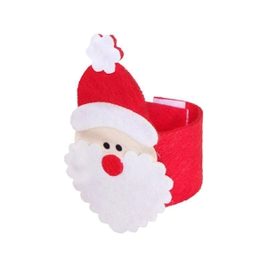 Santa Claus non-woven napkin ring with adjustable Velcro strap for Christmas table decor