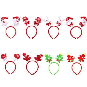 Set of 8 festive Christmas headbands with Reindeer antlers, Santa, and Snowman designs