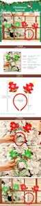 Detailed view of non-woven Christmas tree headbands with stars and snowflakes embroidery