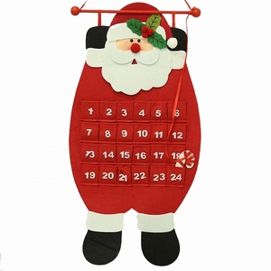 Christmas Santa Claus advent calendar made of red felt with 24 countdown pockets