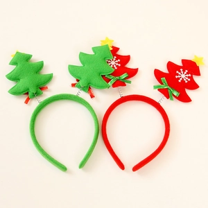 Christmas snowflake tree headbands in red and green colors with star ornaments