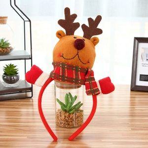 Serre-tête de renne de Noël en peluche avec écharpe tricotée pour décoration de fête