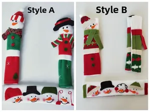 Weihnachts-Schneemann-Griffabdeckungen in Rot und Grün für Mikrowelle und Kühlschrank