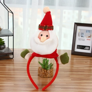 Serre-tête Père Noël en peluche avec bonnet rouge et gants verts pour fête de Noël