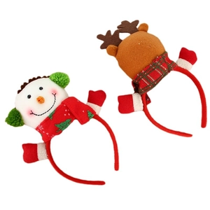 Lot de serre-têtes de Noël avec bonhomme de neige en peluche et renne pour décoration