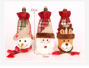 Detail showing 32x16cm dimensions for Santa, Snowman and Reindeer wine bottle covers