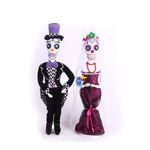 Lot de poupées squelettes mariés d'Halloween style traditionnel Jour des Morts mexicain