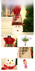 Detailed view of Christmas elk wine bottle cover with knitting and wooden button