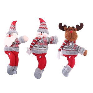 Dreiteiliges Weihnachts-Vorhang-Raffhalter-Set mit Weihnachtsmann-, Schneemann- und Rentierpuppen