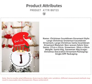 Detailweergave van de kerst adventskalender van vliesstof met maatspecificaties