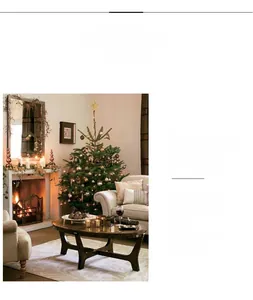 Festive Christmas scene showing porcelain storage tanks by a warm fireplace and tree