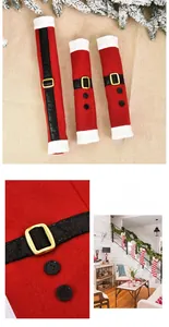Détail du lot de 3 couvre-poignées de Noël avec motif de ceinture de costume du Père Noël