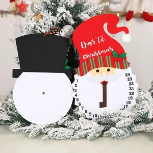 Kerst adventskalender set met vilt kerstman en sneeuwpop hangende decoraties
