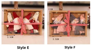 Christmas gnome plush pendant sets in window gift boxes with red ribbon decorations