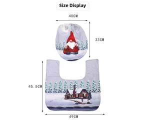 Size chart showing 40x33cm toilet cover and 49x45.5cm U-shaped gnome bath mat dimensions