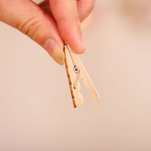 Christmas wooden clothespin with metal spring for cards and memos 6-pack kit
