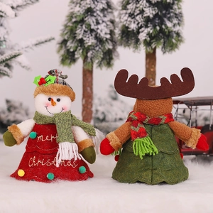 Christmas snowman and reindeer plush wine bottle covers with Merry Christmas embroidery