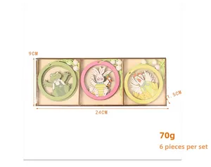 Easter wooden ornaments set with animals in display box measuring 24cm x 9cm x 1.5cm