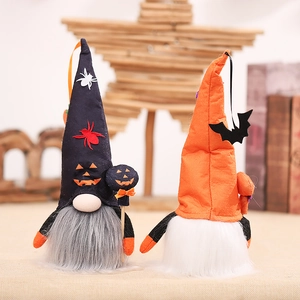 Lot de gnomes d'Halloween en peluche avec citrouille araignée chauve-souris et LED