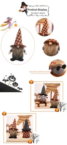 Detail of Halloween gnome featuring plush fabric textures and PP cotton stuffing material
