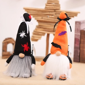 Halloween Gnome Plush With LED Light Faceless Doll Pumpkin Bat Spider Decoration Desktop Ornament For Holiday Party Home