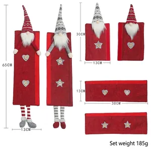Christmas gnome burlap refrigerator handle covers and chair back sets for festive holiday decor