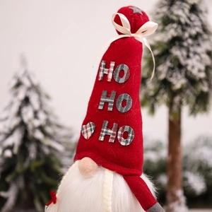 Christmas LED gnome doll with red felt hat and white plush beard holiday decoration