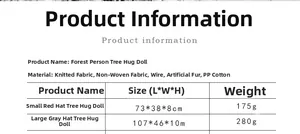 Detailed size specifications for forest gnome Christmas tree toppers with material info