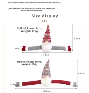 Detailed size chart showing dimensions for large and small Christmas forest gnome plush doll