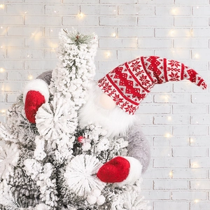 Long Arm Christmas Gnome Tree Topper Knitted Snowflake Hat Forest Tomte Gonk Hugger For Xmas Tree Home Holiday Decoration