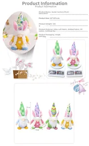 Detailed view of Easter gnome specifications with 22x10x6cm dimensions and soft fabric texture