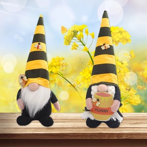 Bee Day Gnome Plush Decoration Handmade Honey Bee Gonk Ornament For Home Garden Spring Seasonal Decor Couple Doll