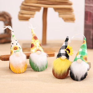 Sonnenblumen Gnom Plüsch Hängende Ornamente Erntedankfest Dekoration Gesichtslose Puppe Nordischer Stil Karomuster Herbst Haus Party Deko Geschenk